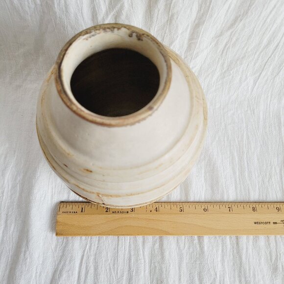 Vintage Studio Pottery Ceramic Vase Crock With Organic Ribbed Textural Finish - Picture 7 of 8
